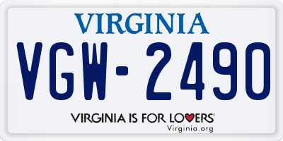 VA license plate VGW2490