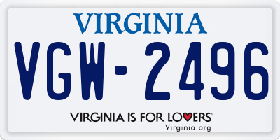 VA license plate VGW2496
