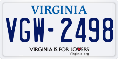 VA license plate VGW2498