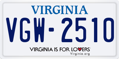 VA license plate VGW2510