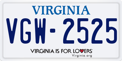 VA license plate VGW2525