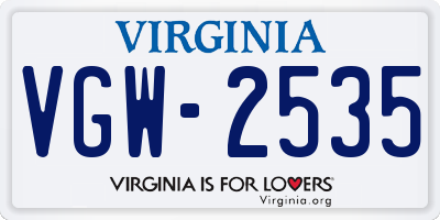 VA license plate VGW2535