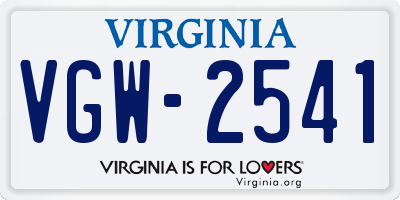 VA license plate VGW2541