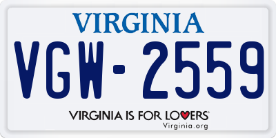 VA license plate VGW2559