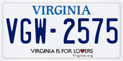 VA license plate VGW2575