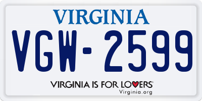 VA license plate VGW2599