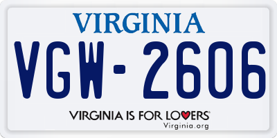 VA license plate VGW2606
