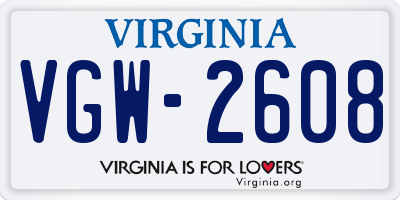 VA license plate VGW2608