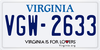 VA license plate VGW2633
