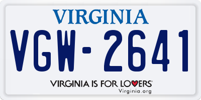 VA license plate VGW2641