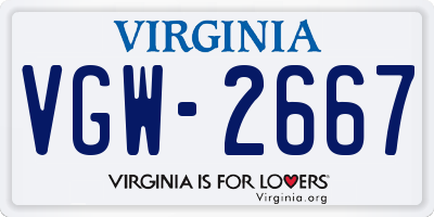 VA license plate VGW2667