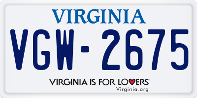 VA license plate VGW2675