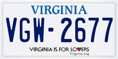 VA license plate VGW2677