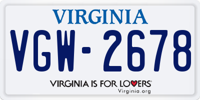 VA license plate VGW2678