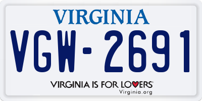VA license plate VGW2691