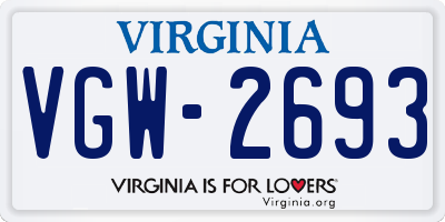 VA license plate VGW2693