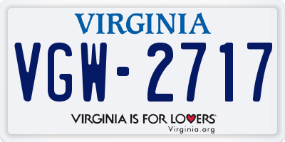 VA license plate VGW2717