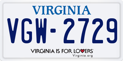 VA license plate VGW2729