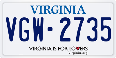 VA license plate VGW2735