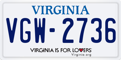 VA license plate VGW2736