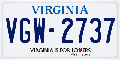 VA license plate VGW2737