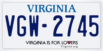 VA license plate VGW2745