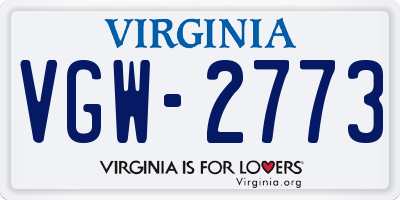 VA license plate VGW2773
