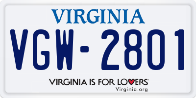 VA license plate VGW2801