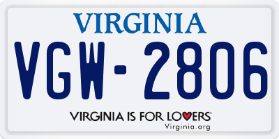 VA license plate VGW2806