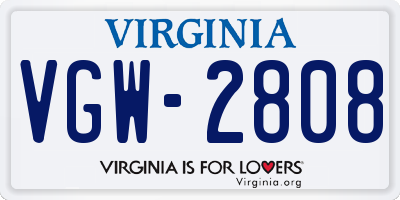 VA license plate VGW2808
