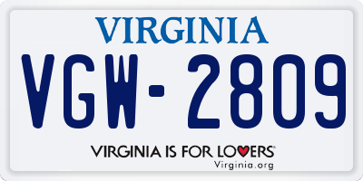 VA license plate VGW2809