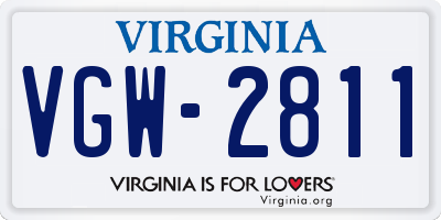 VA license plate VGW2811