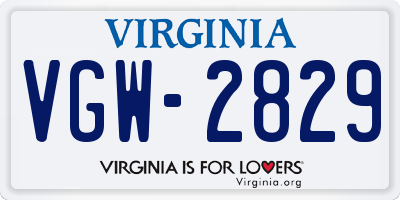 VA license plate VGW2829