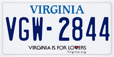 VA license plate VGW2844