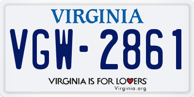 VA license plate VGW2861