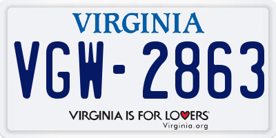 VA license plate VGW2863