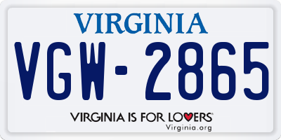 VA license plate VGW2865