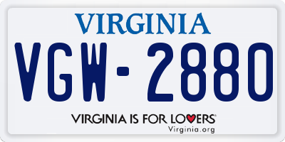 VA license plate VGW2880