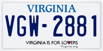 VA license plate VGW2881