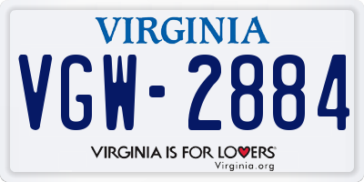 VA license plate VGW2884