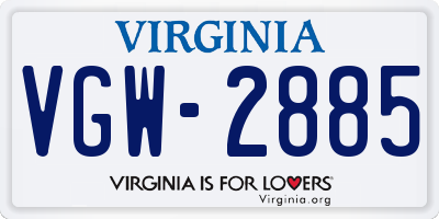 VA license plate VGW2885