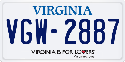 VA license plate VGW2887