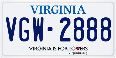 VA license plate VGW2888