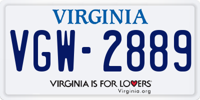 VA license plate VGW2889