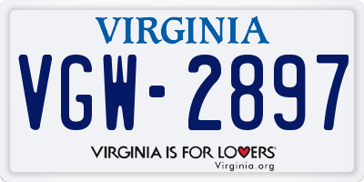 VA license plate VGW2897