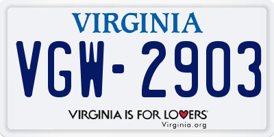 VA license plate VGW2903