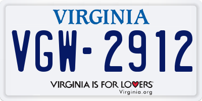 VA license plate VGW2912