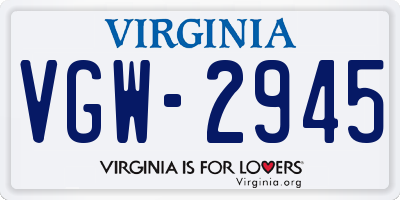 VA license plate VGW2945
