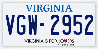 VA license plate VGW2952
