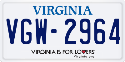 VA license plate VGW2964
